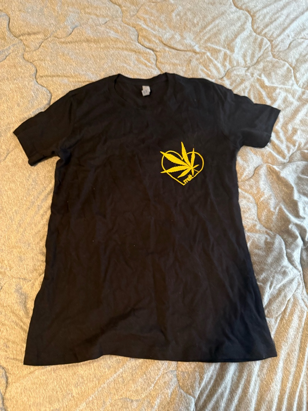 Melt Cosmetics Black Short Sleeve Tee with Yellow Leaf Graphic